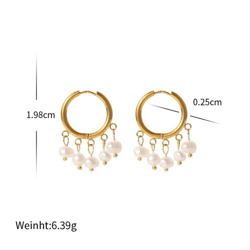 Pearly Queen Hoops -18K