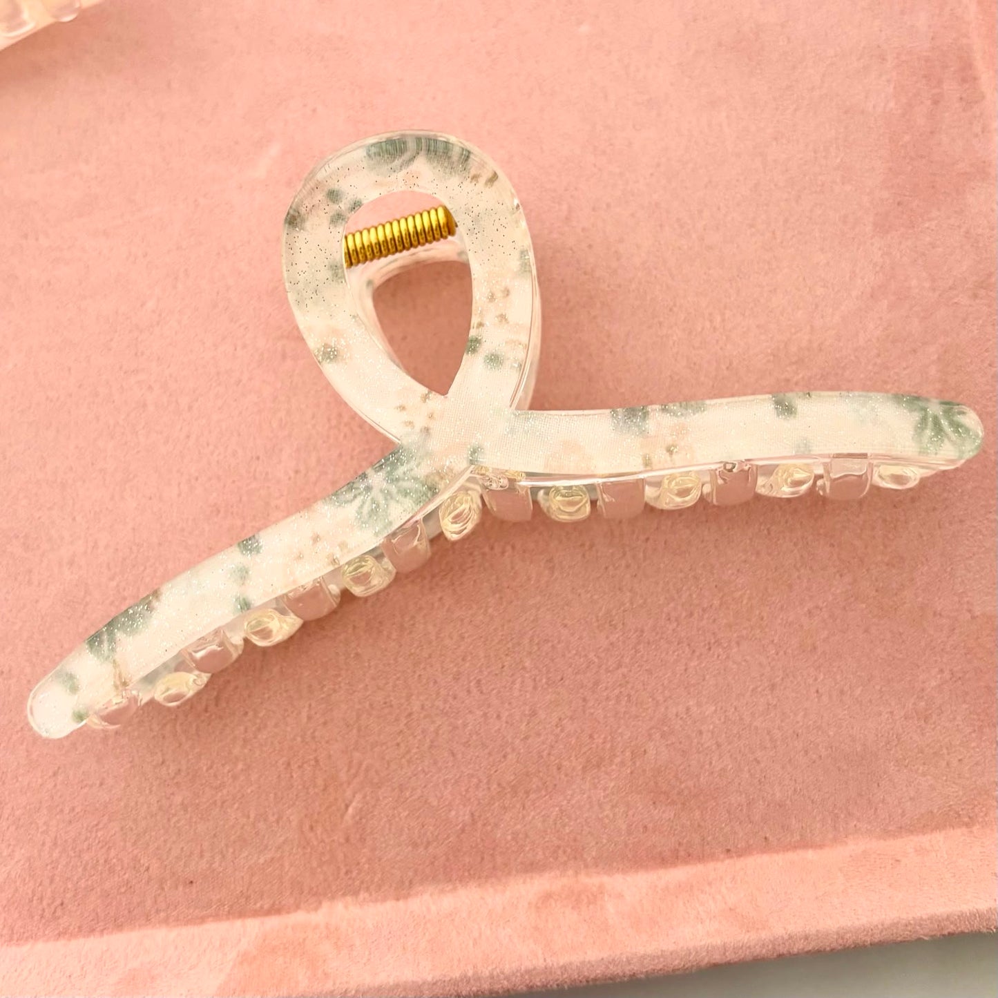 Floral Banana Claw Clips -Green