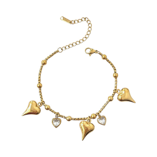 Amour Heart Cz Charm Bracelet