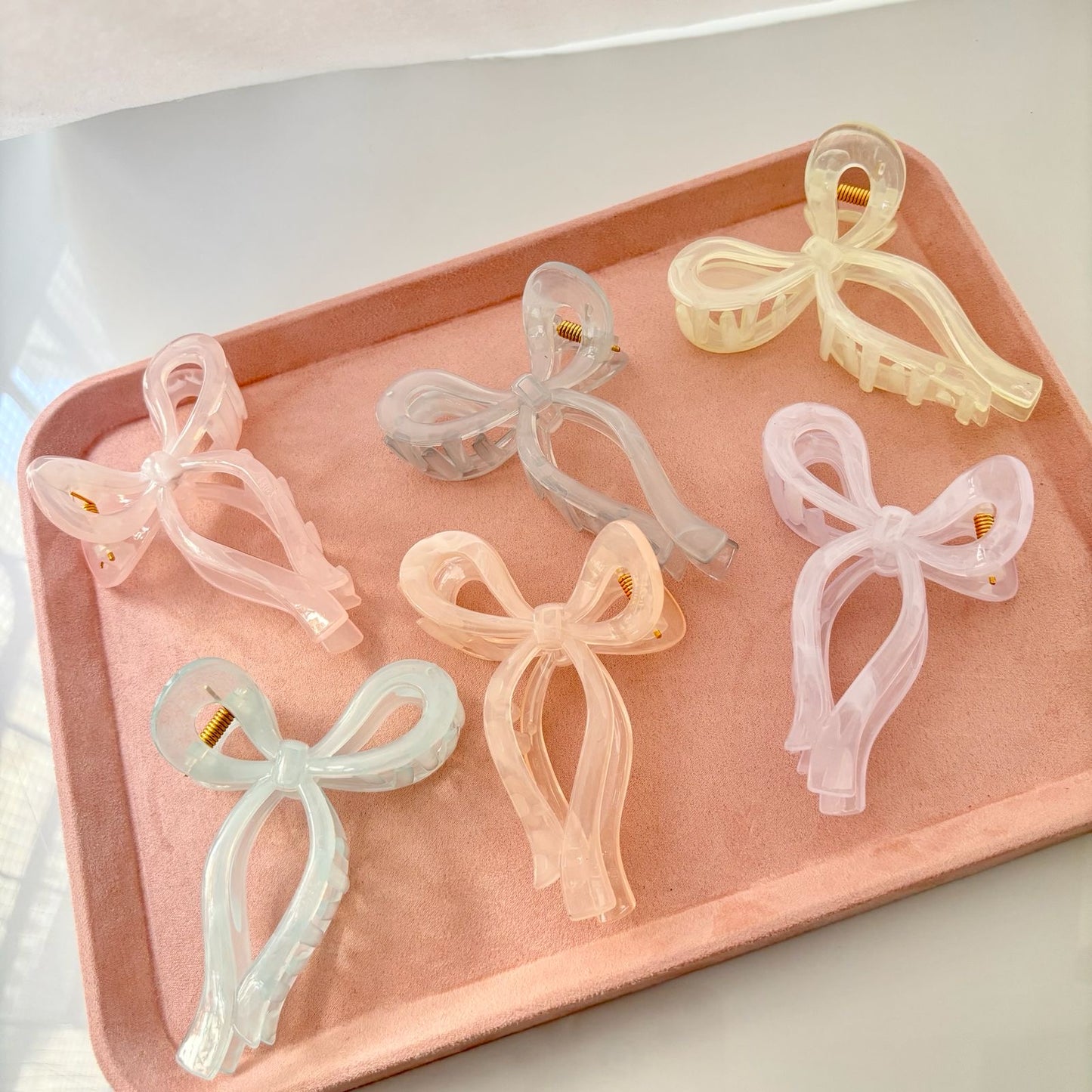 Marble Pastel Bow Claw Clip -Lilac