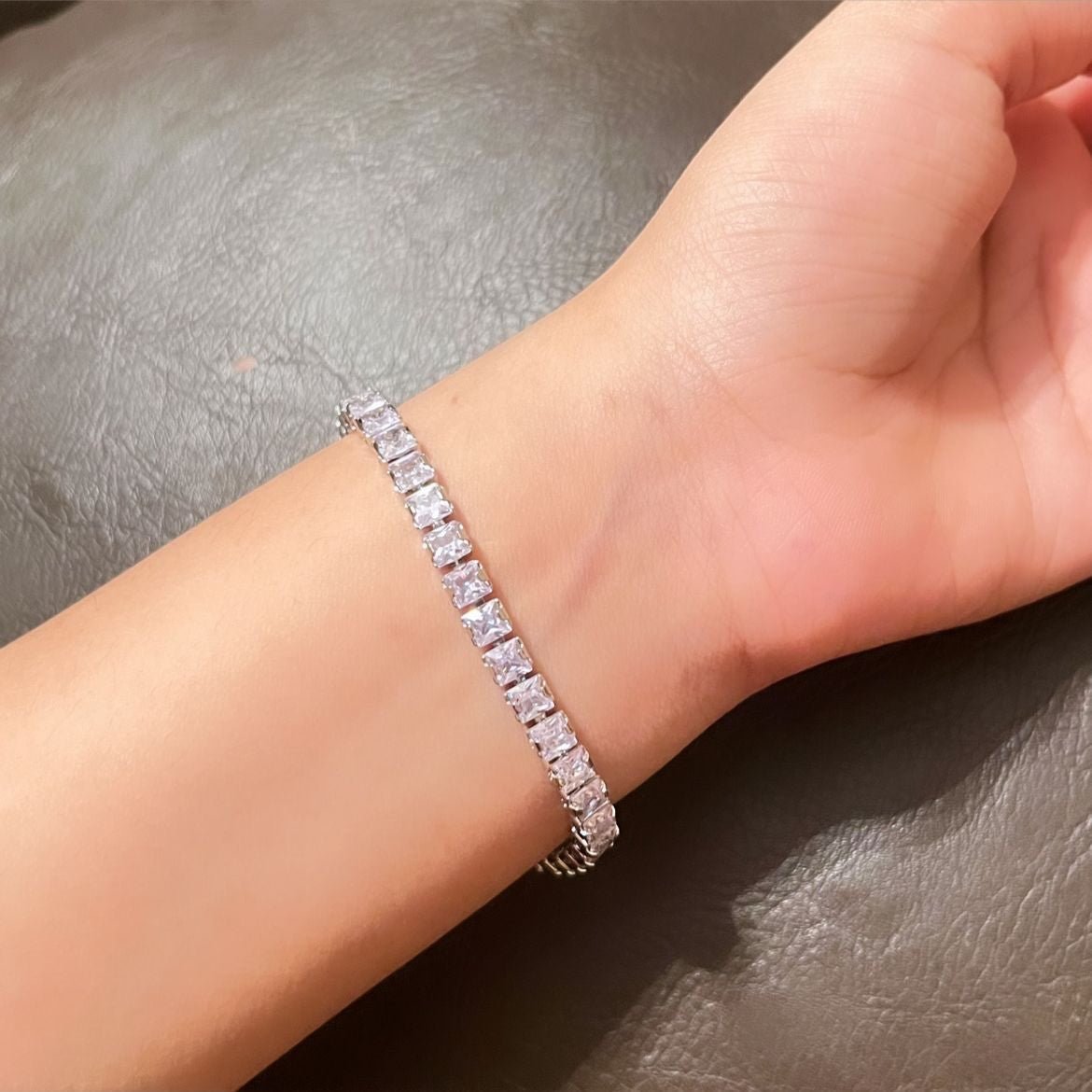 Diamanté Tennis Square Cut Bracelet