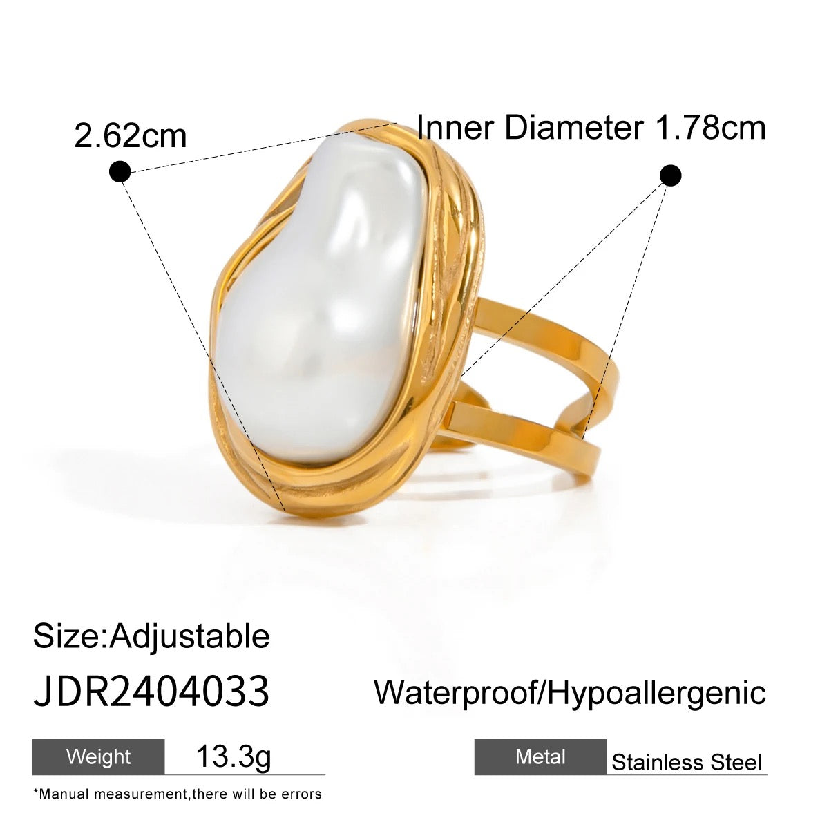 Irregular Baroque Pearl Ring -18K