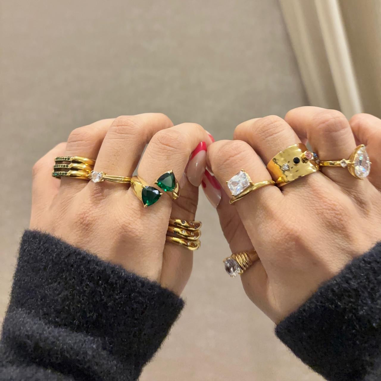 Emerald Trillion Ring