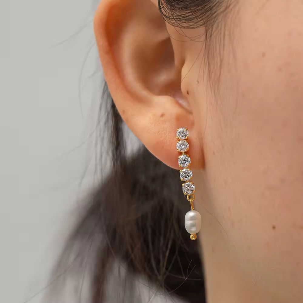 Diana Diamond Pearl Earrings