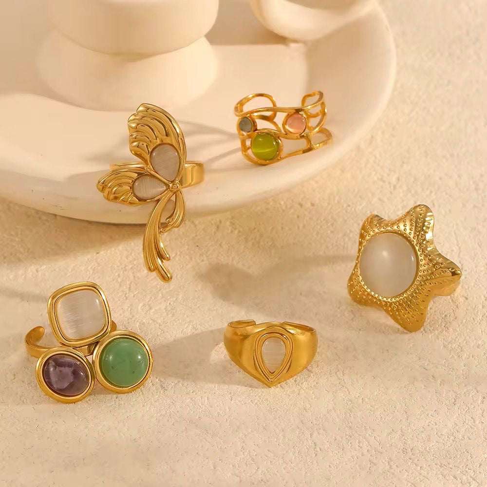 Twinkle Opal Signet Ring