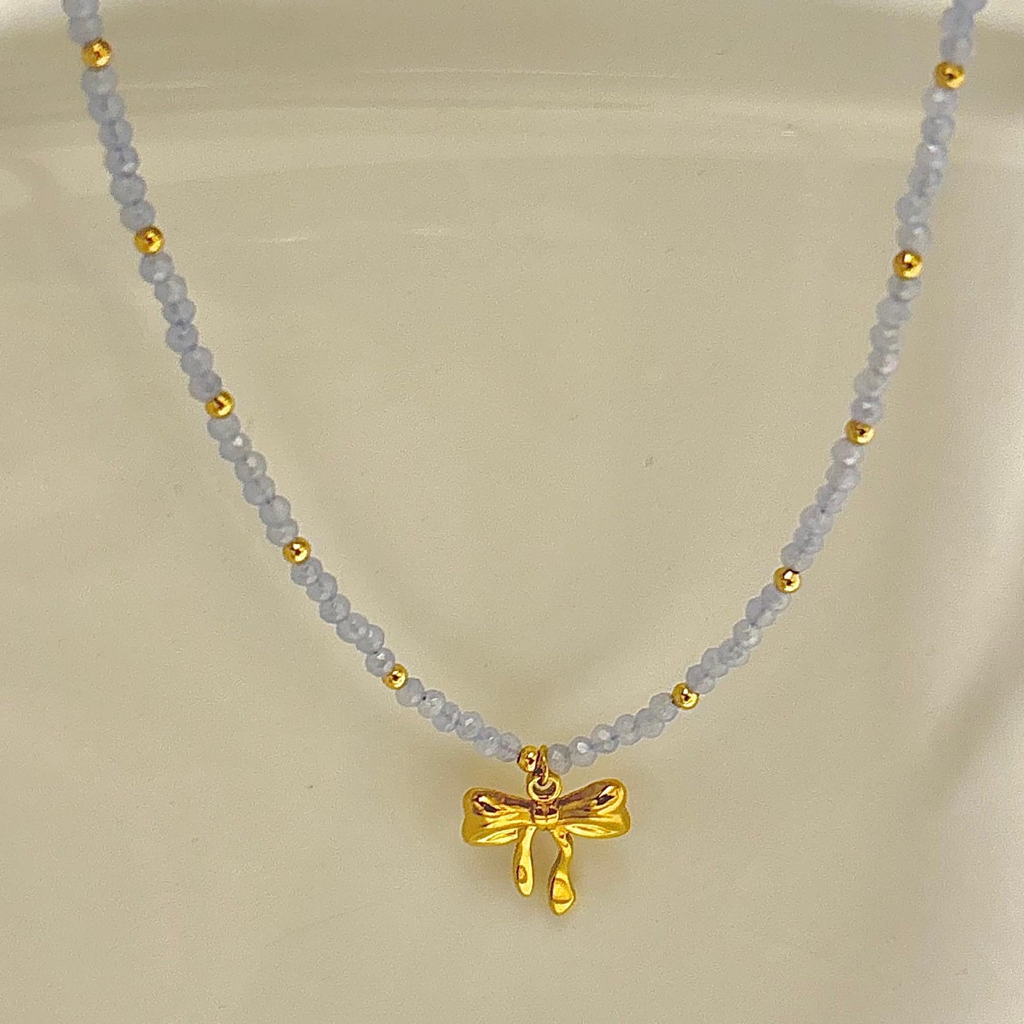 Crystal Beaded Bow Necklace