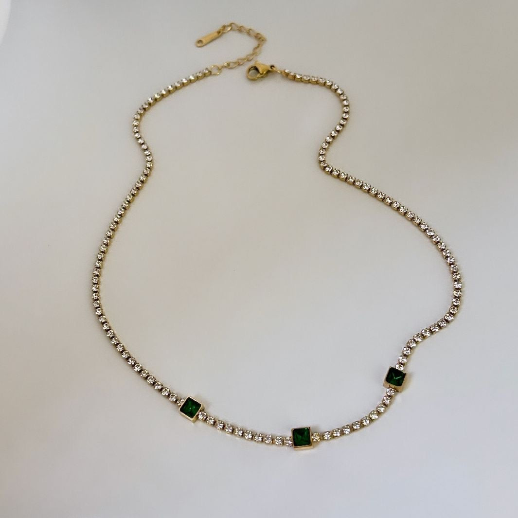 Emerald Sparkly Tennis Necklace