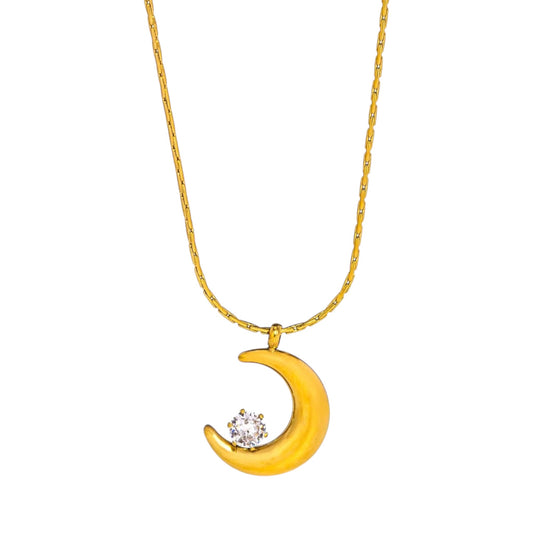 Moon Diamond Necklace -18K