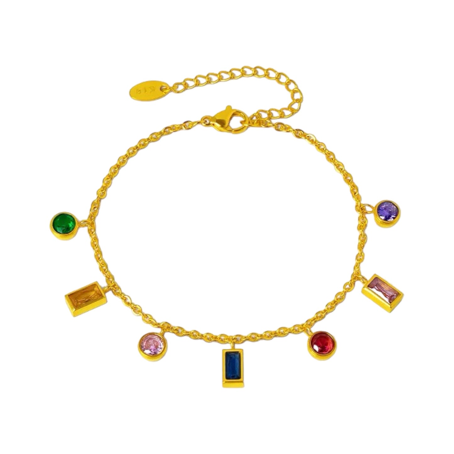 Petite Moment Multi Cz Charm Bracelet -18K