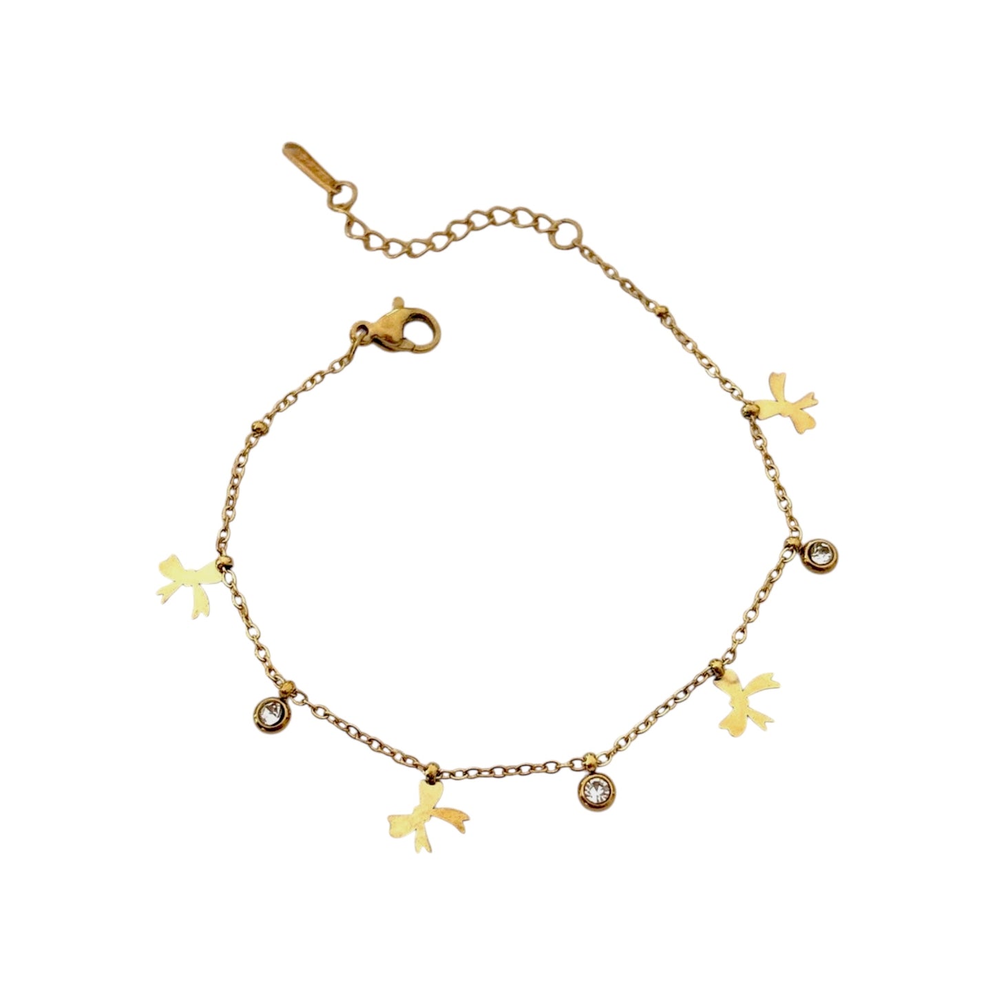 Dainty Bow X Cz Charm Bracelet