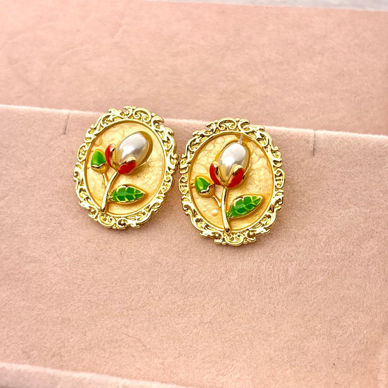 Whimsy Flora Studs -Hand Painted | Butter Yellow