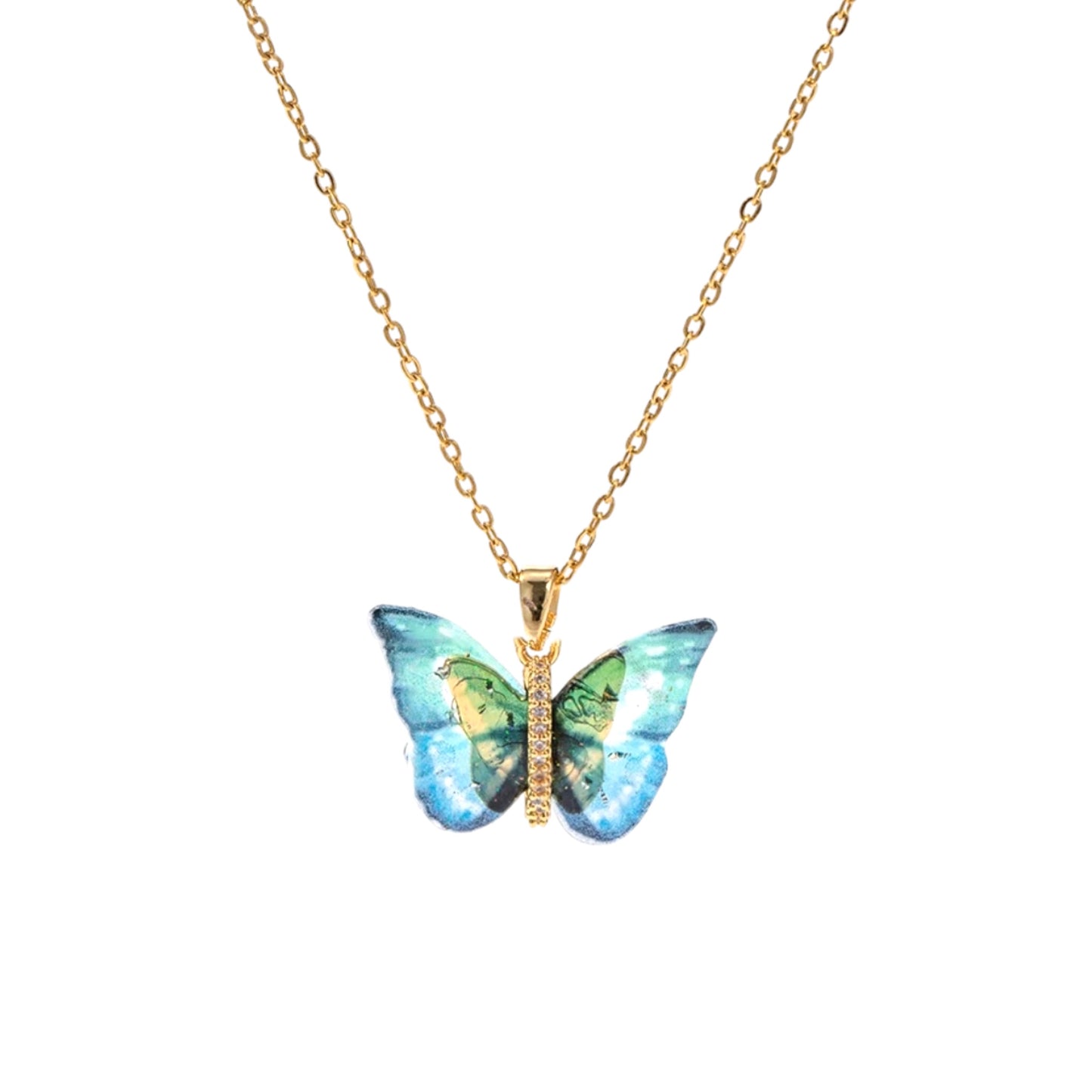 Aquamarine Mariposa Necklace -Green & Blue Hues