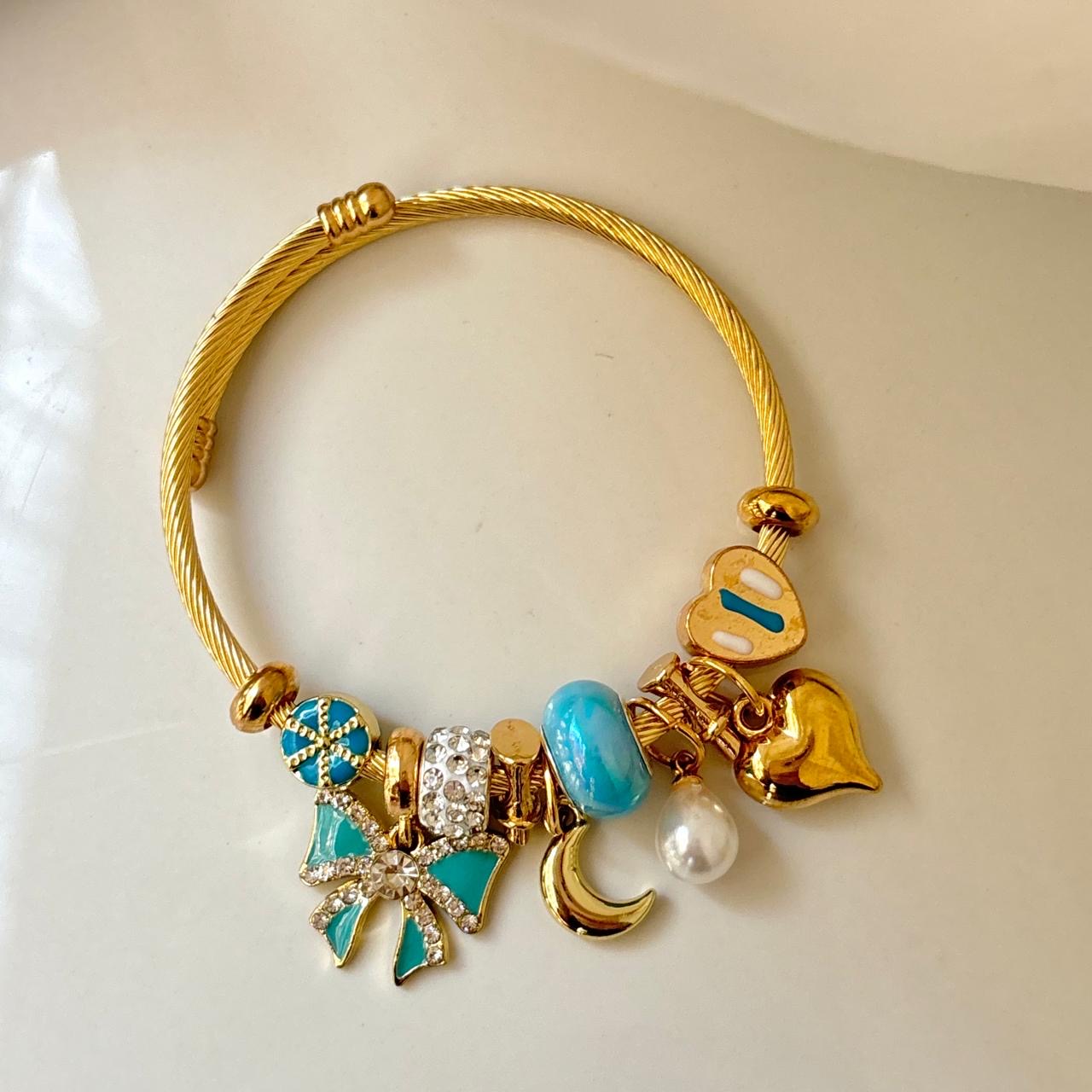 Dream Catcher Whimsy Charms Bracelet -Blue