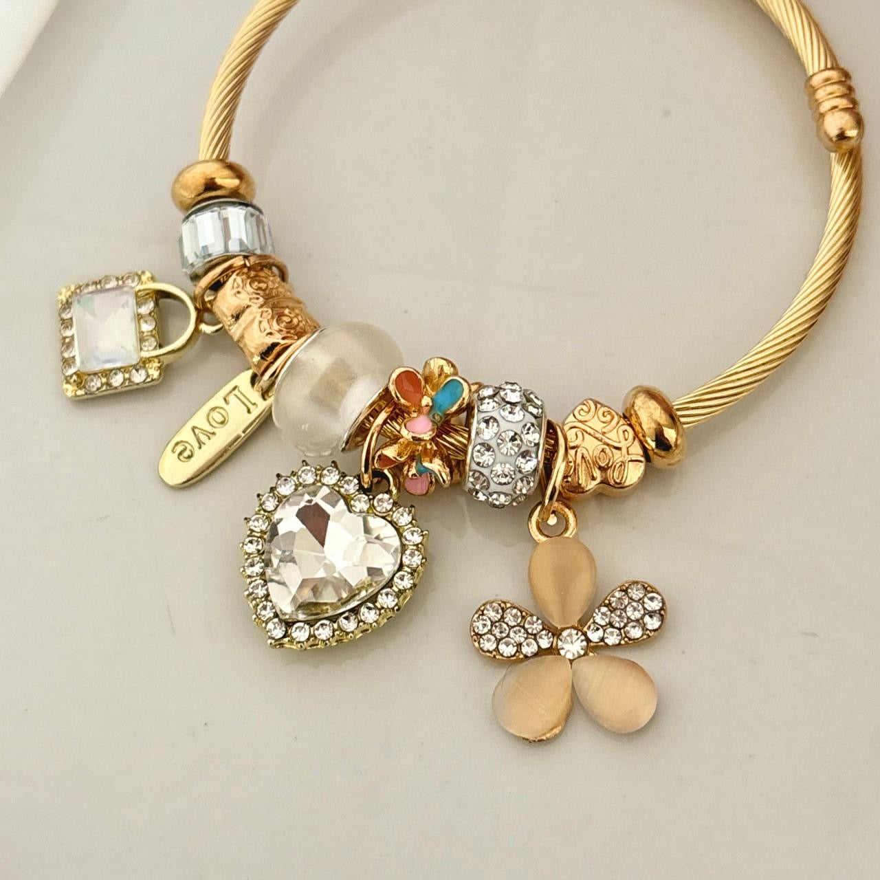 Euphoria Flora Multi Charm Bracelet -White