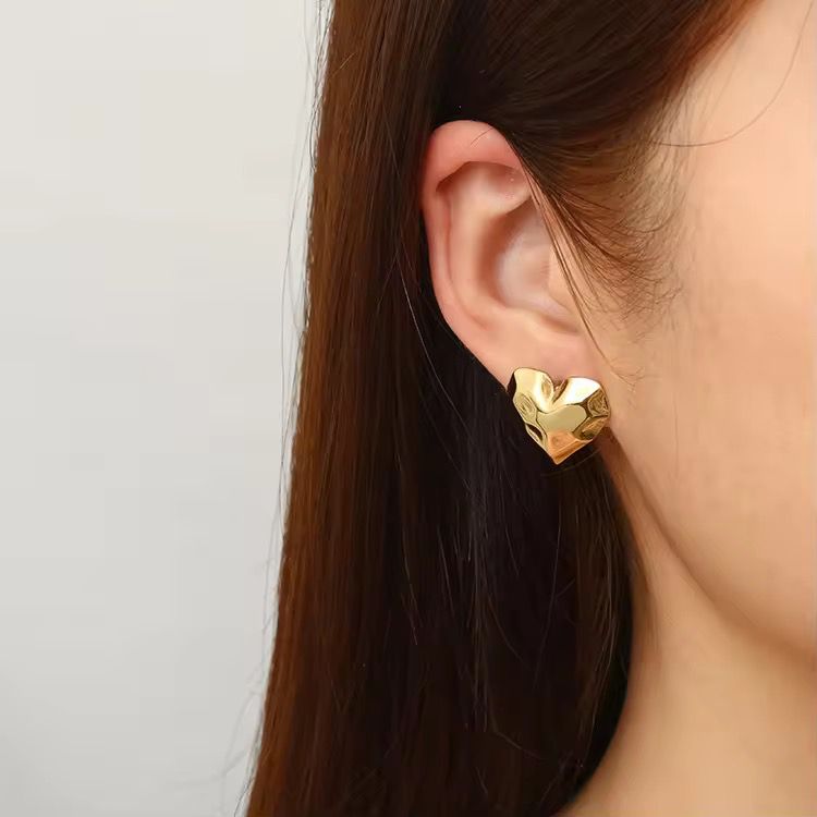 Hammered Heart Studs
