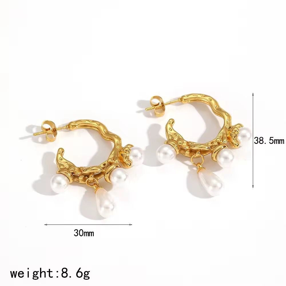 Pearl Drip Hoops