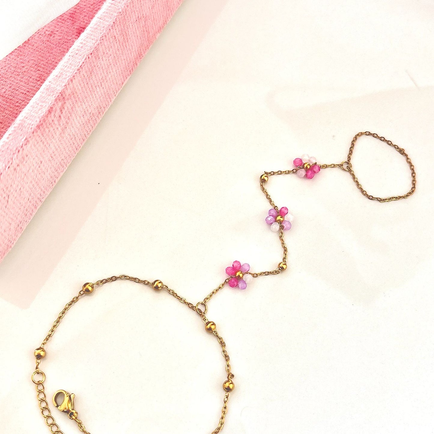 Pink Disty Flora Hand Chain