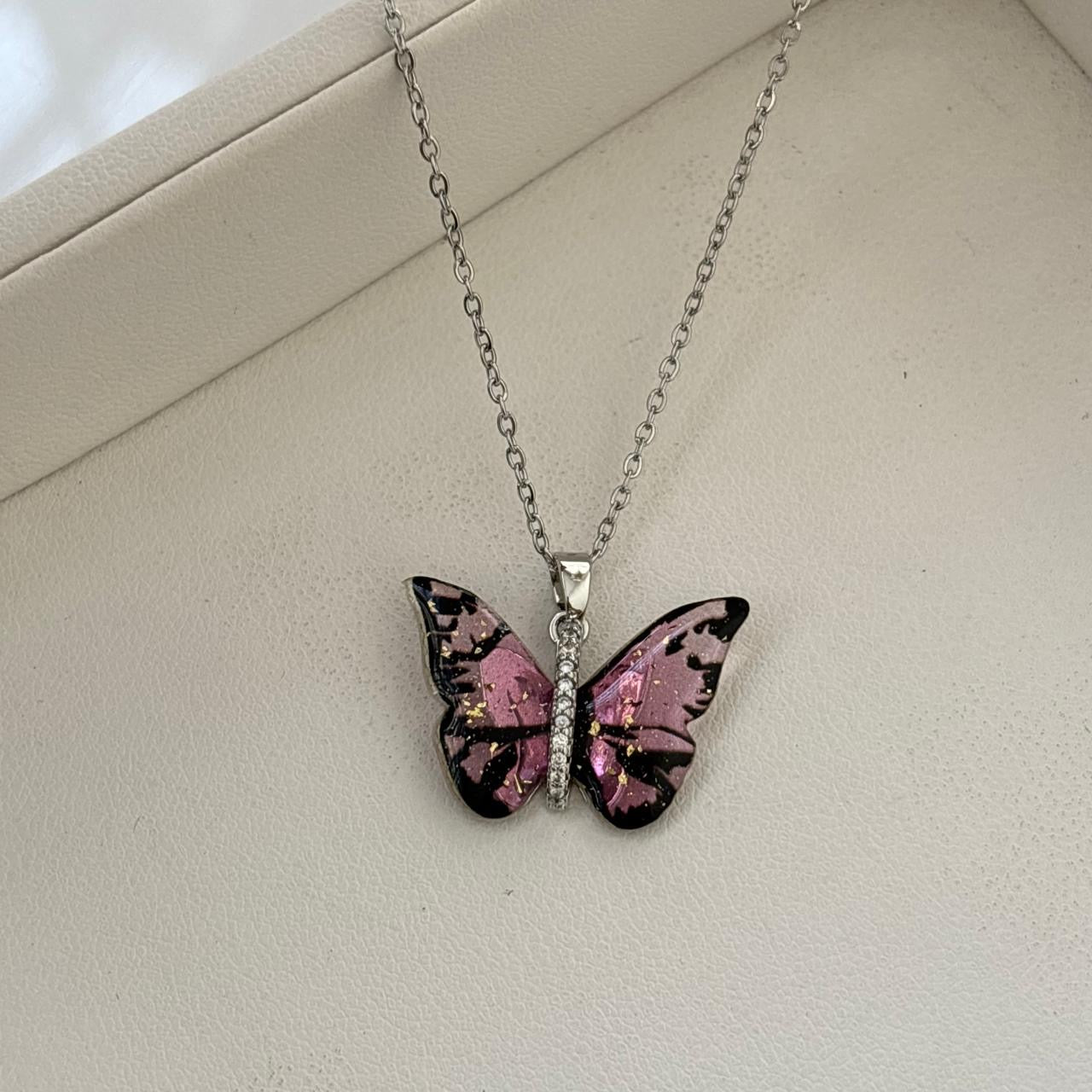 Iris Crystal Mariposa Necklace -Hint Of Purple
