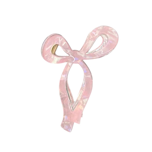 Bow Knot Pearlescent Claw Clip -Pearly Pink