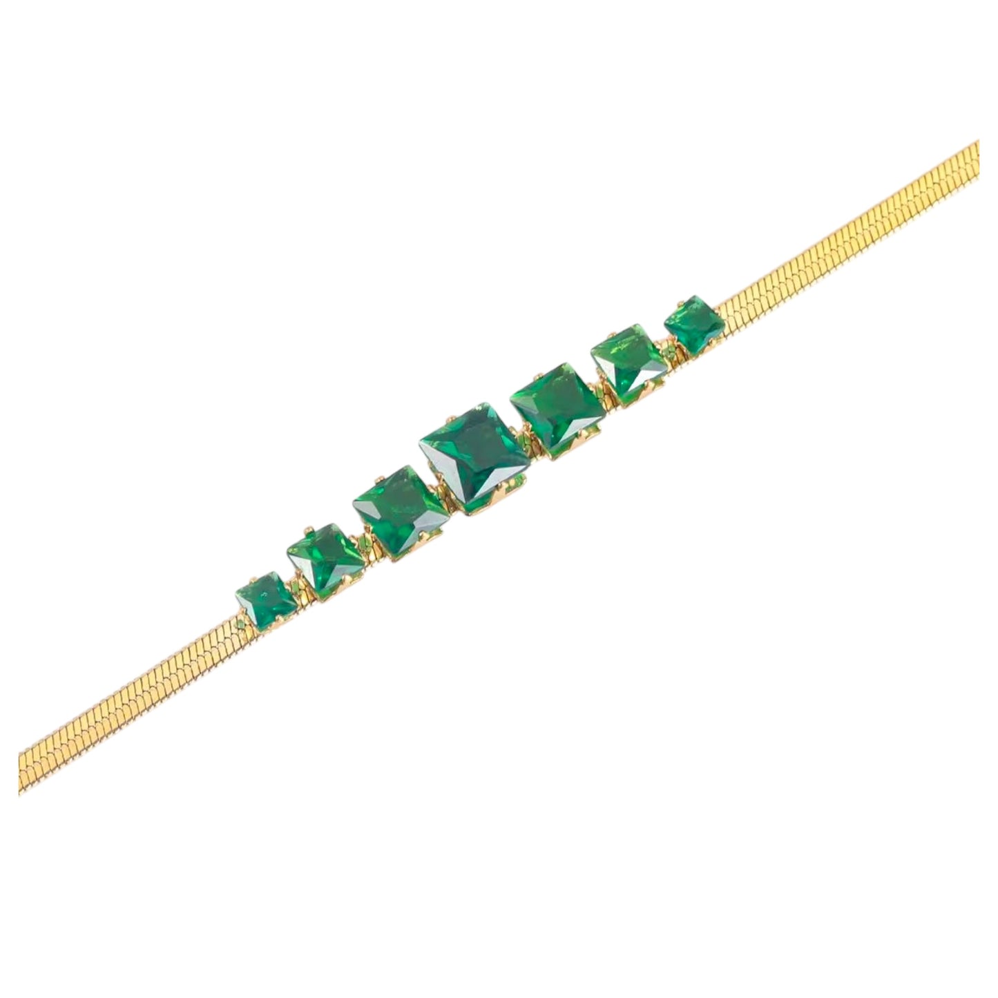 Bezel Emerald Anklet