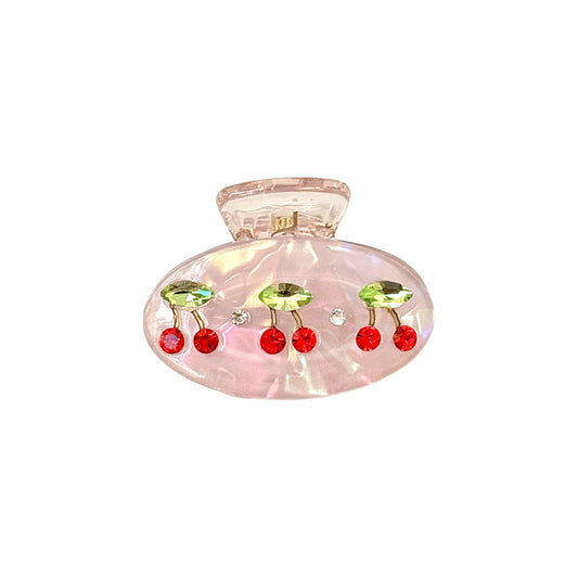 Lilac With Cherry Red Cz Claw Clip