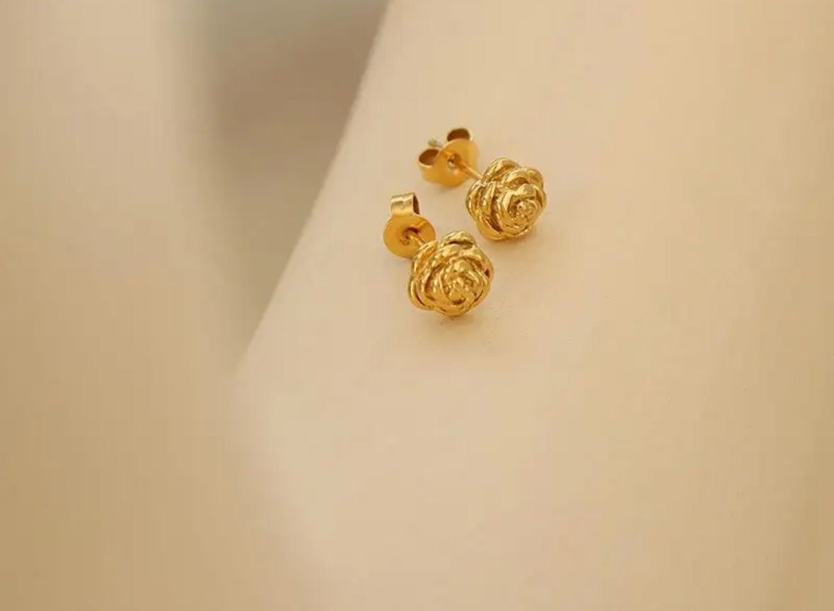 Dainty Rose Studs -18K