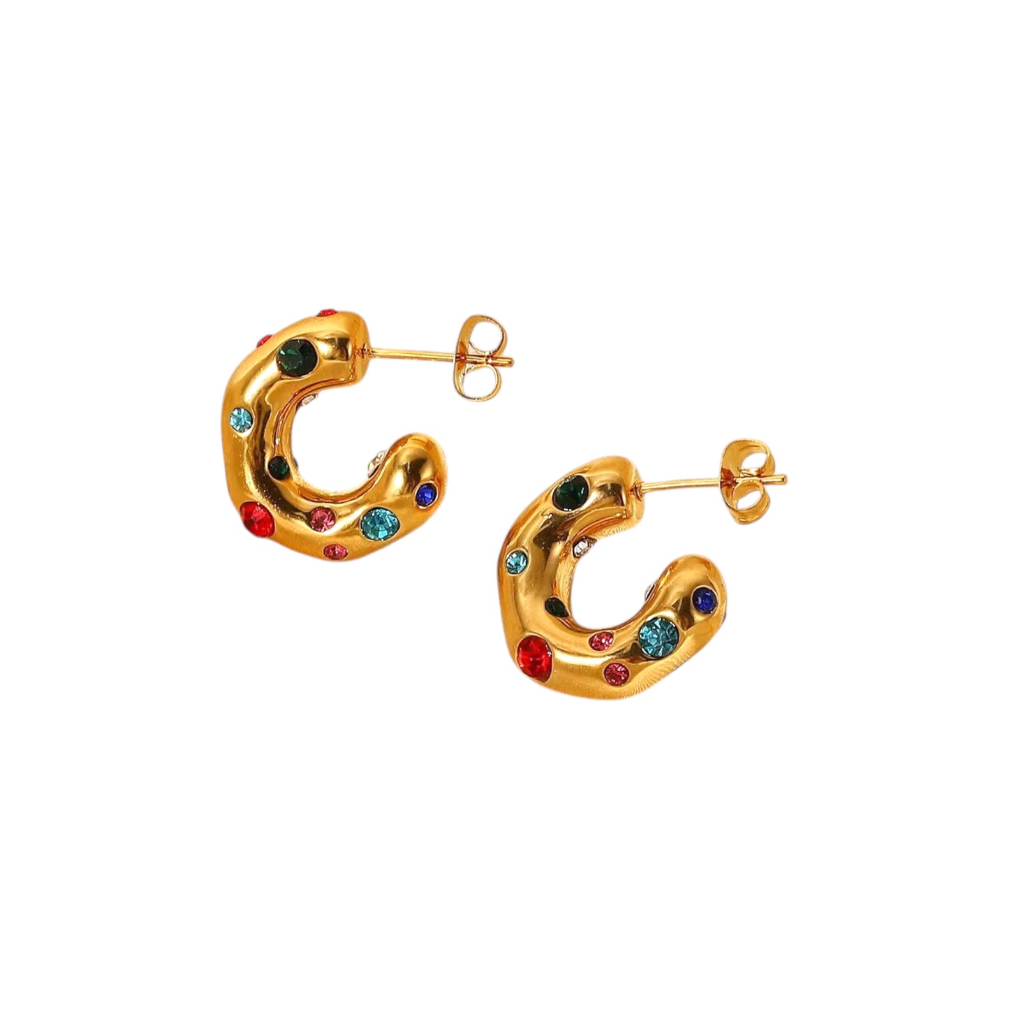 Multi Cz Hammered Luxe Hoops