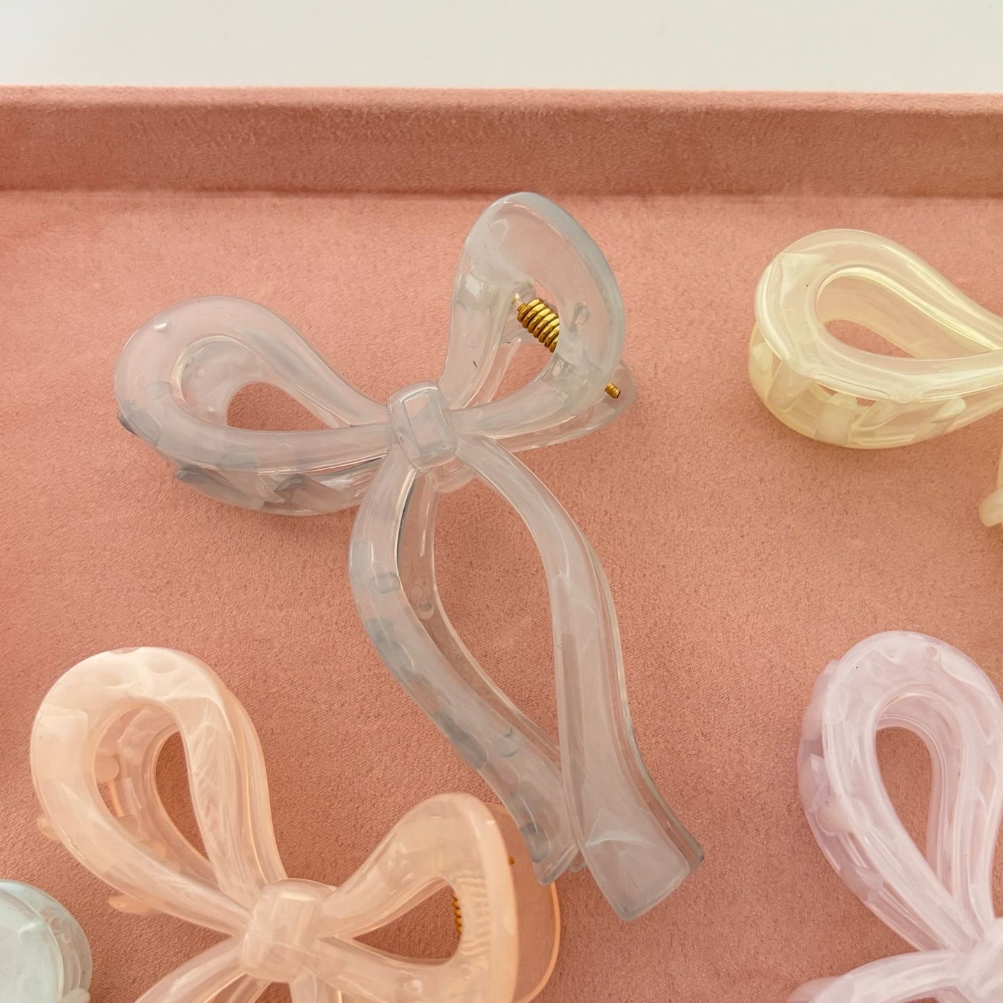 Marble Pastel Bow Claw Clip -Aesthetic Gray