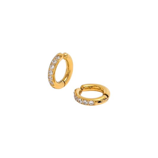 Everyday 3A Zircon Pave Hoops-18K | 6mm