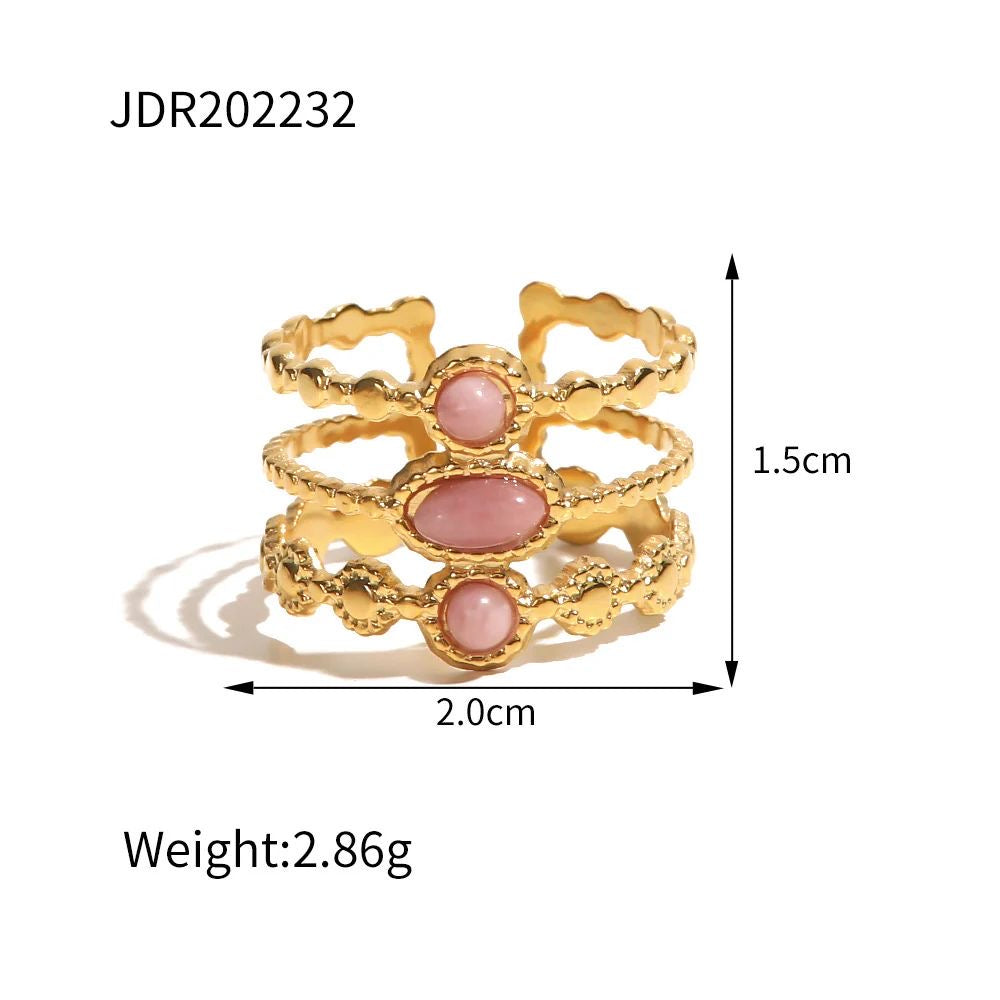 Pink Aura Layered Ring -Adjustable