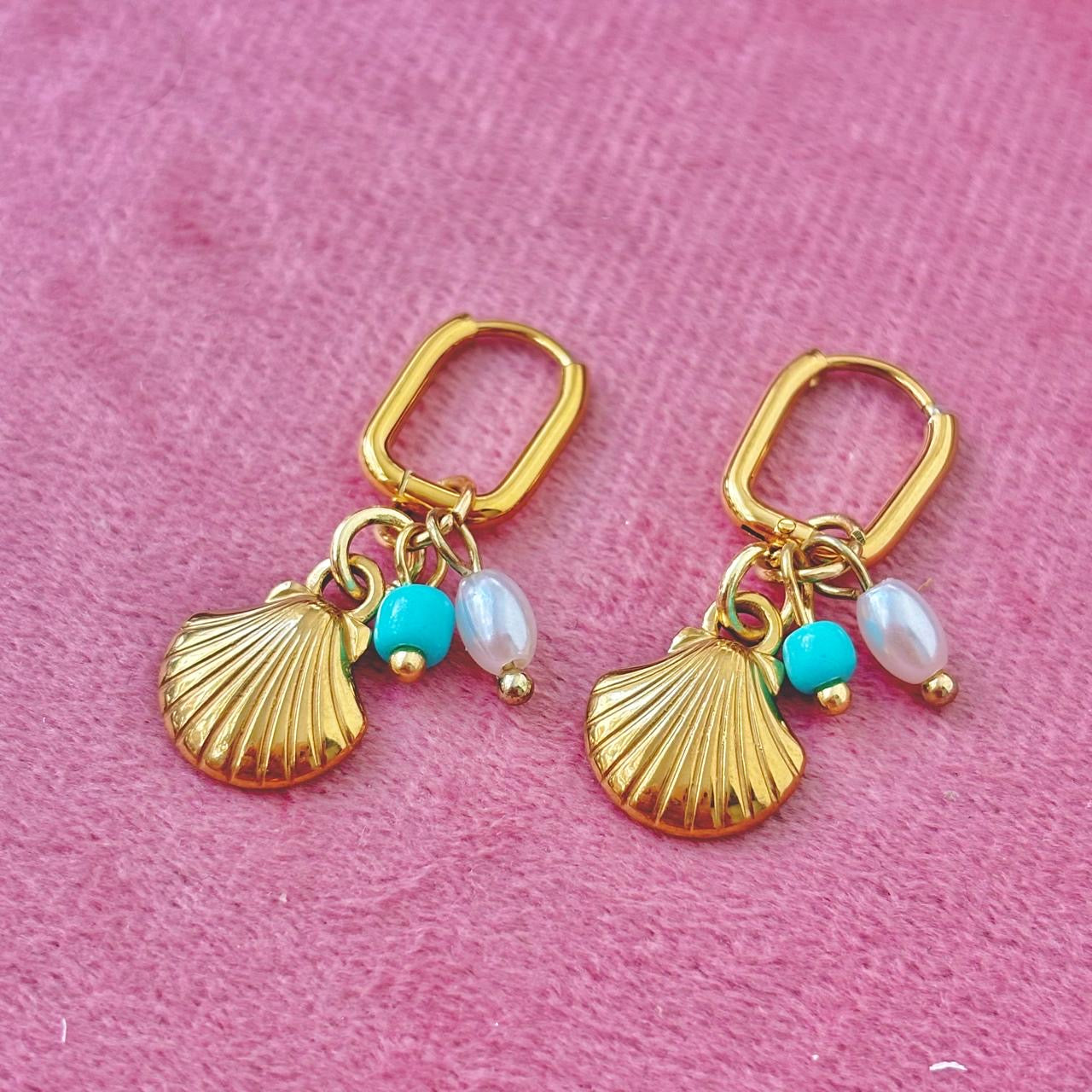 Sea Breeze Charm Square Hoops