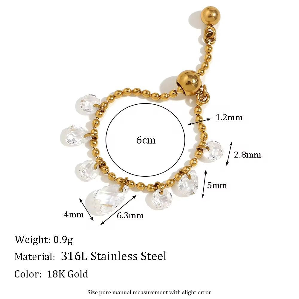 Crystal Drip Ring -Adj To Any Size
