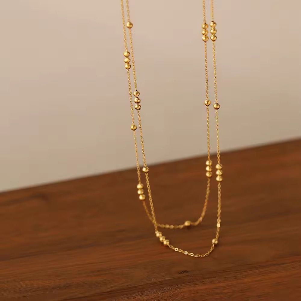 Gold Beaded Layered Necklace