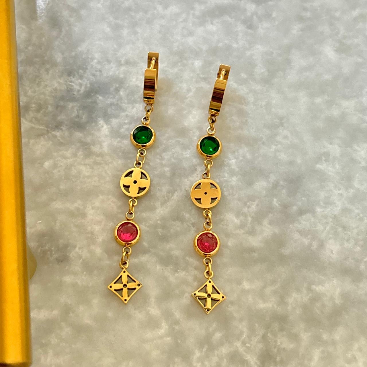 Multi Cz Drop Blossom Earrings -18K