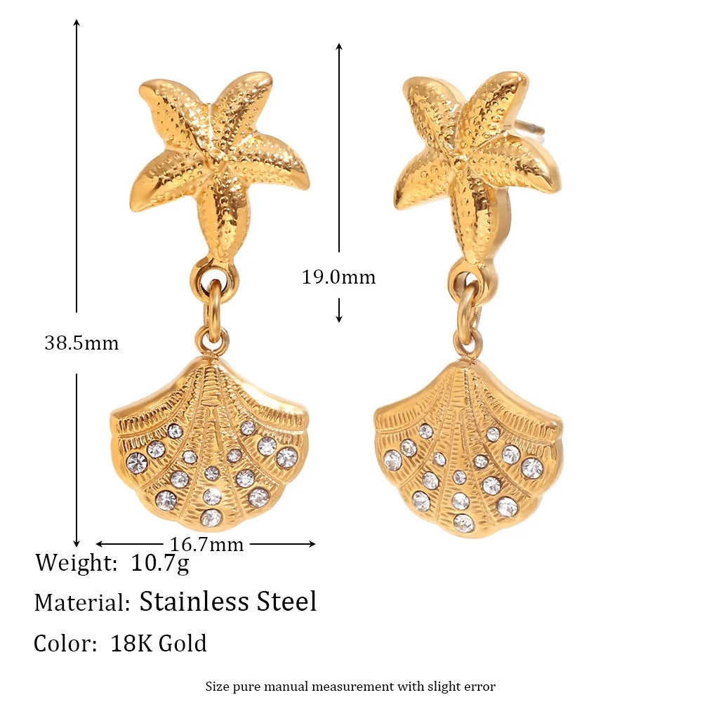 Ariel Drop Studs -18K