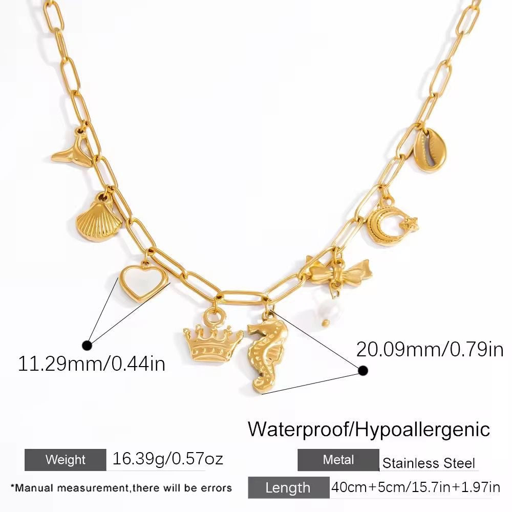 Golden Gleamy Charm Necklace