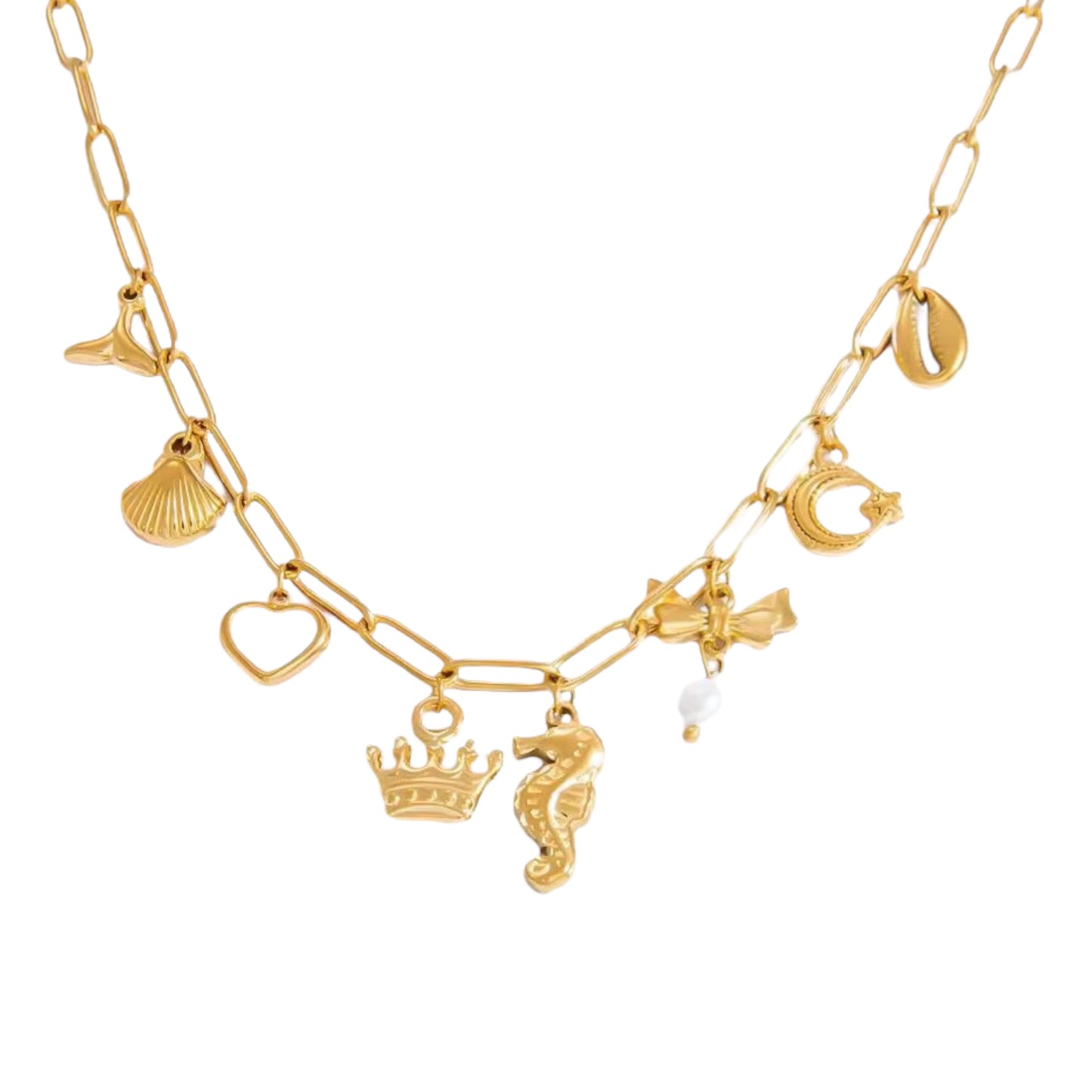 Golden Gleamy Charm Necklace