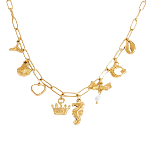 Golden Gleamy Charm Necklace