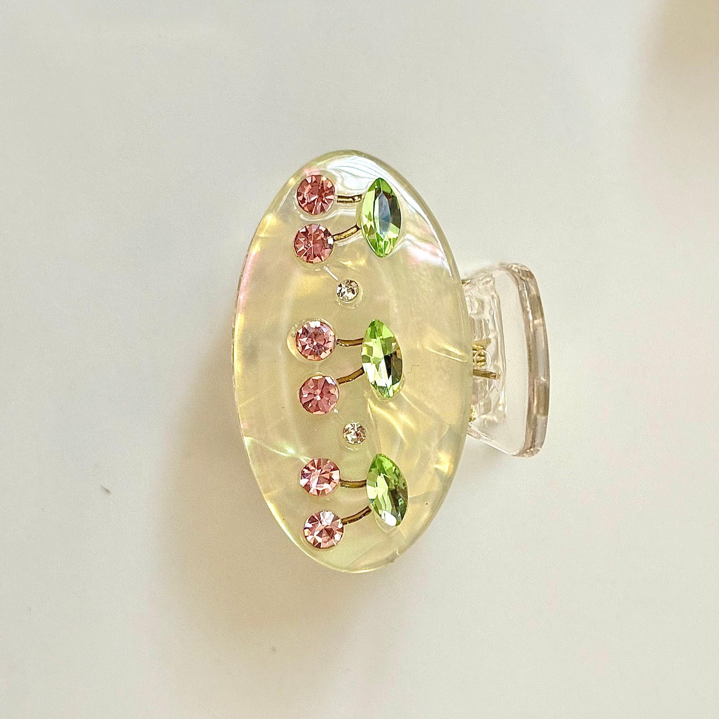 Lily White With Pink Cz Claw Clip