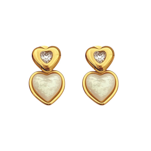 Opals Diamond Heart Studs