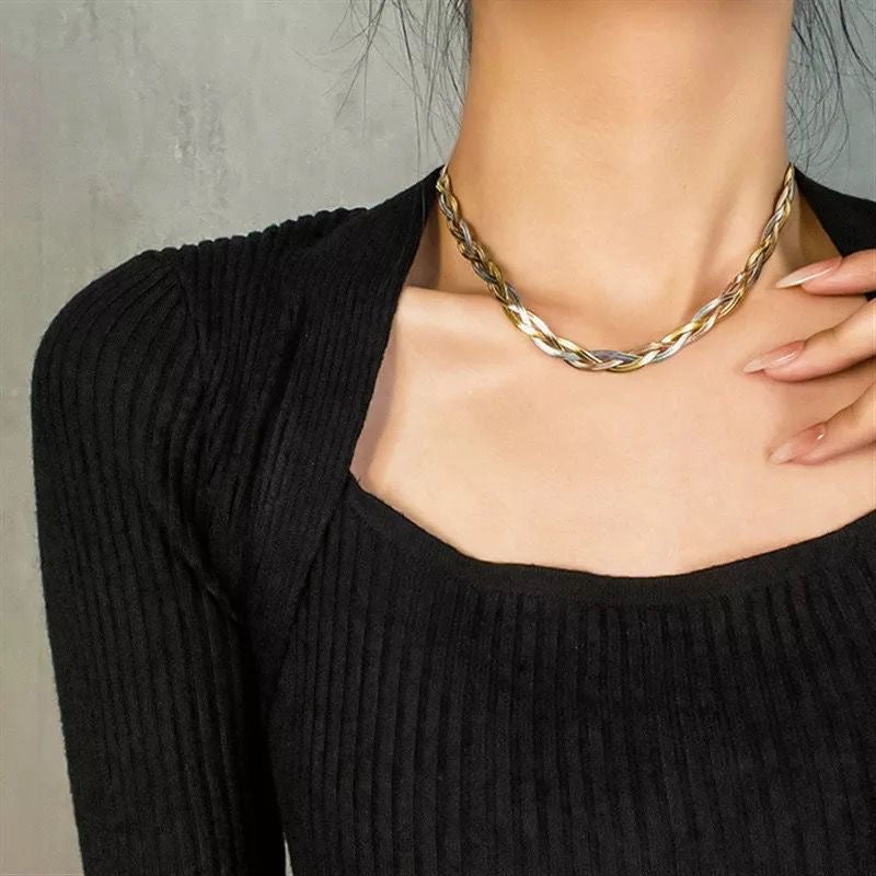 Sleek Trio Twisted Snake Chain Necklace