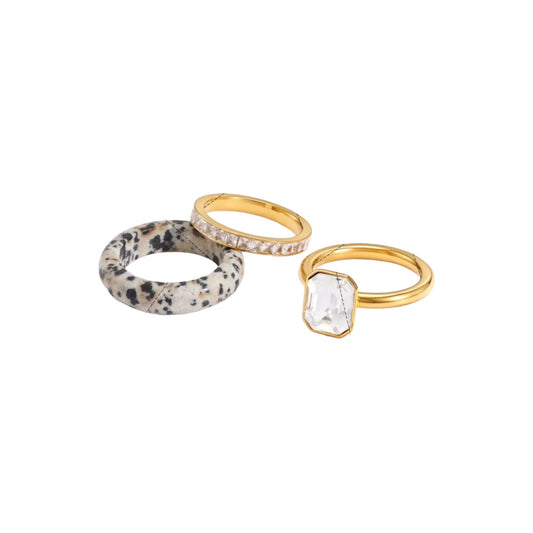 Dalmatian Ice Stack Ring Set -Set of Three