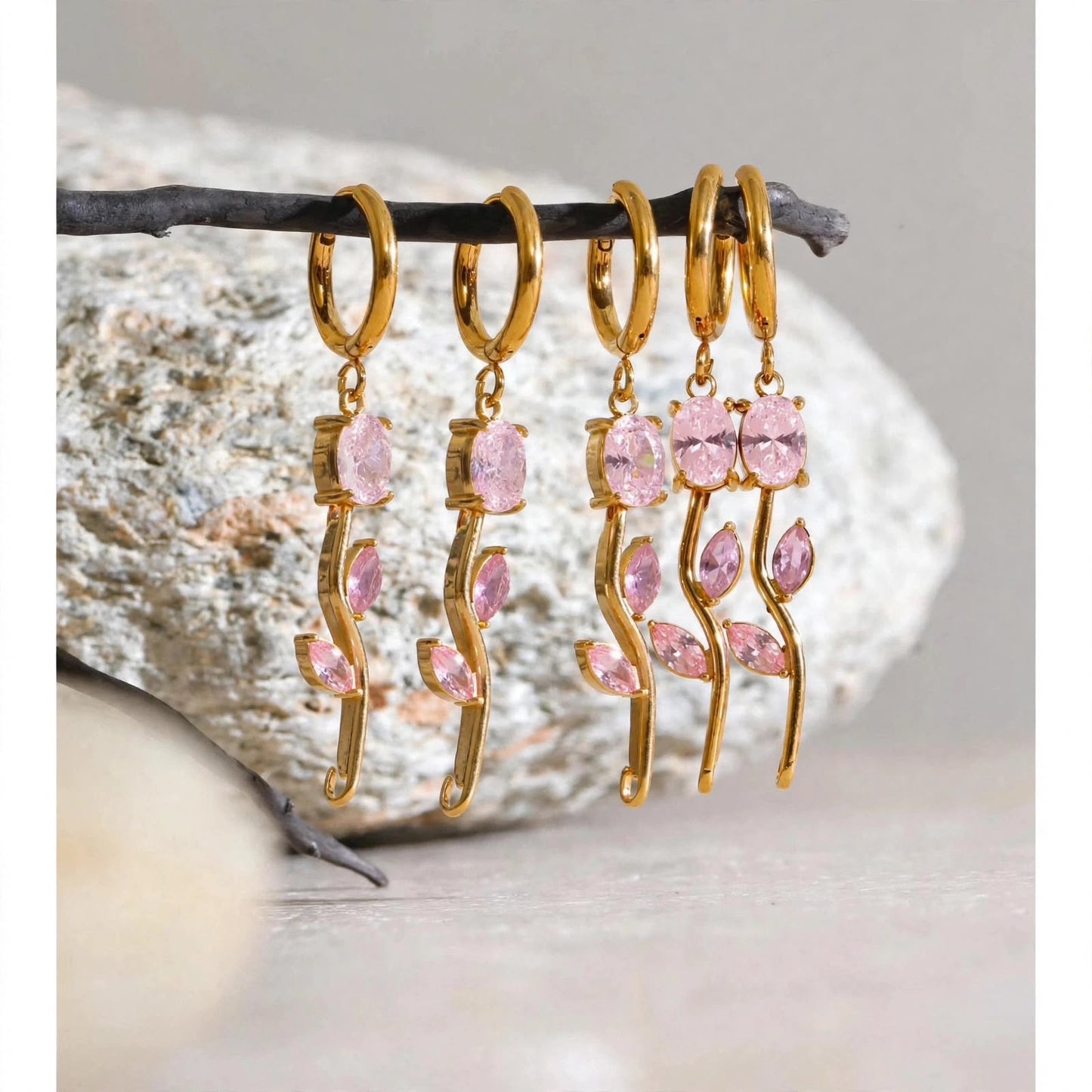 Pink Rose Vine Hoops