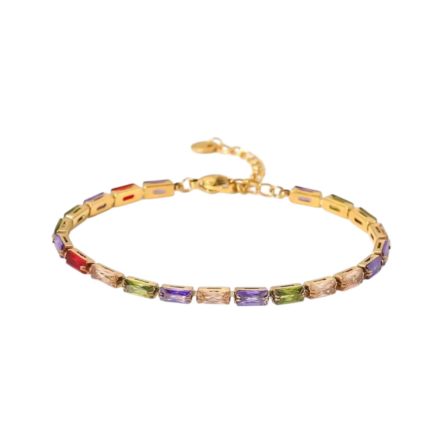 Rainbow Cz Tennis Bracelet -Multi