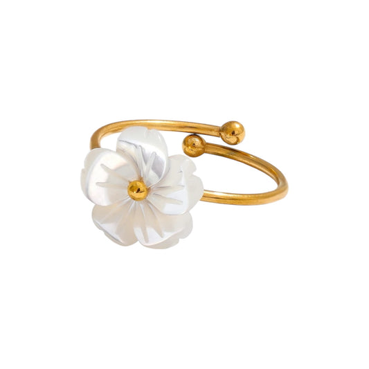 Natural Shell Flora Ring -18K