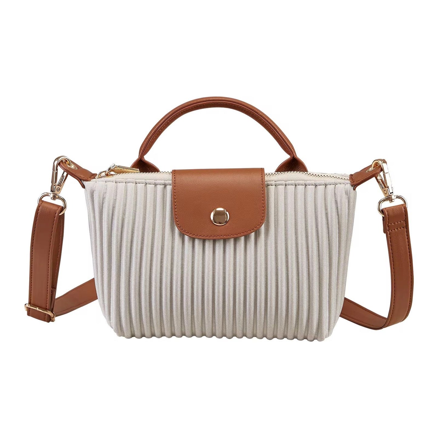 White LC Ribbed Shoulder Bag