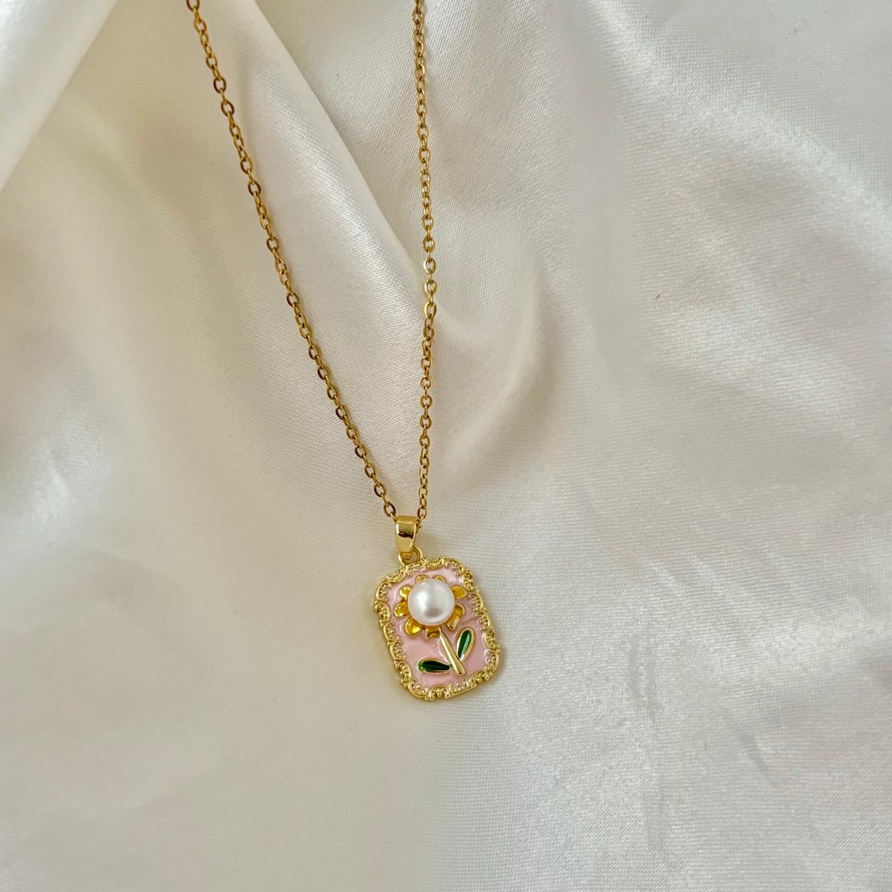 Blushing Bloom Flora Necklace -Hand Painted