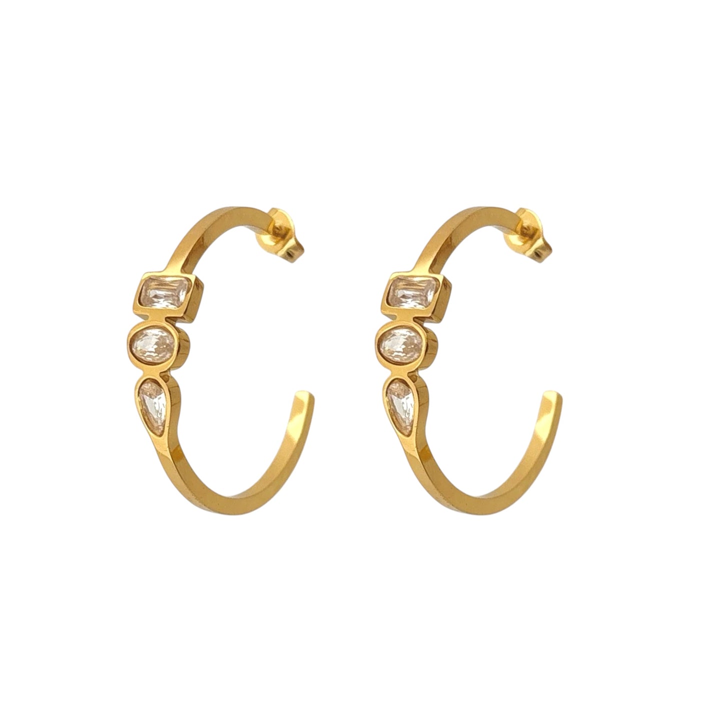 Tri Gemma Hoops