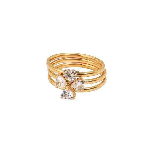 Hearty-Bow Diamond Crystal Ringset -18K