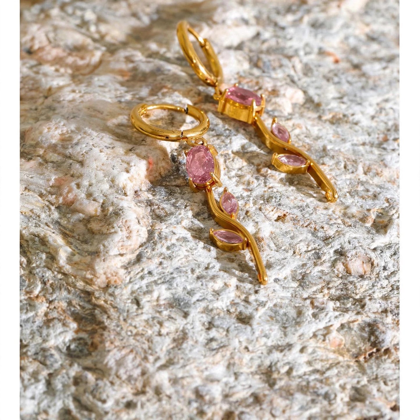 Pink Rose Vine Hoops